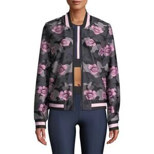 Ultracor Collegiate Floral Zip Front Bomber Jacket Black / Pink Size L